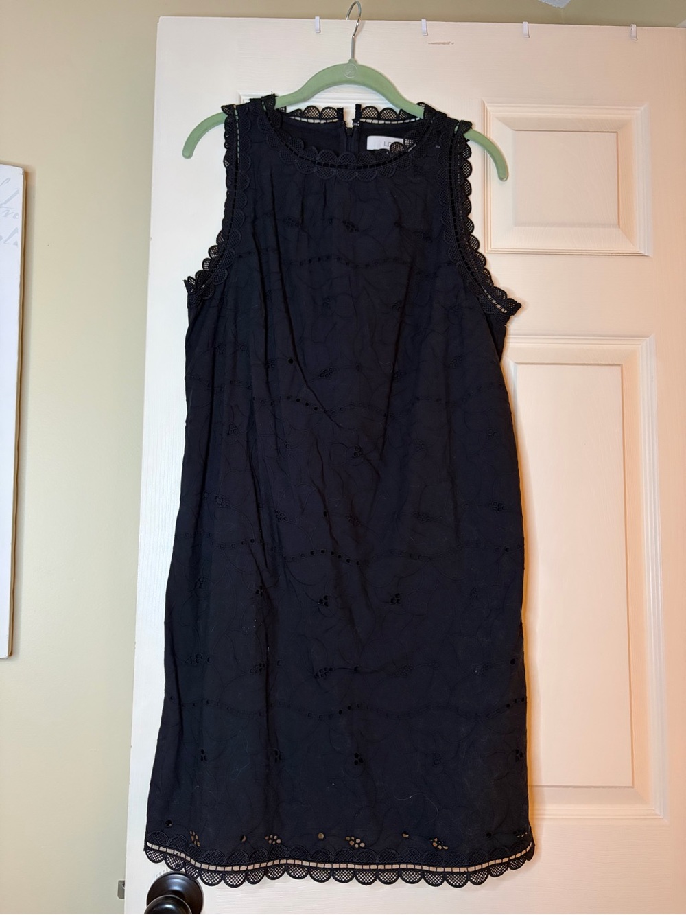 LOFT Sleeveless Black Lace-Trim Shift Dress